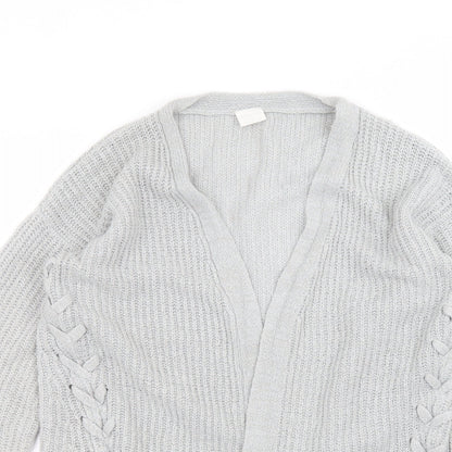 F&F Girls Grey V-Neck  Acrylic Cardigan Jumper Size 13-14 Years