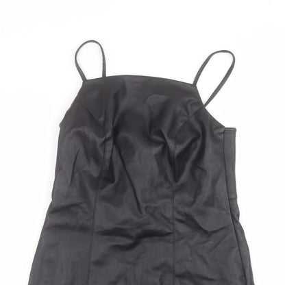 Topshop Womens Black  Polyester A-Line  Size 6  Round Neck
