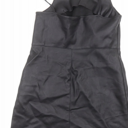 Topshop Womens Black  Polyester A-Line  Size 6  Round Neck