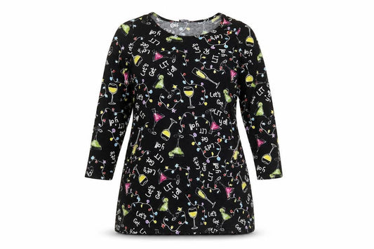 Front view of Studio women’s black viscose a-line, size UK 16, round neck