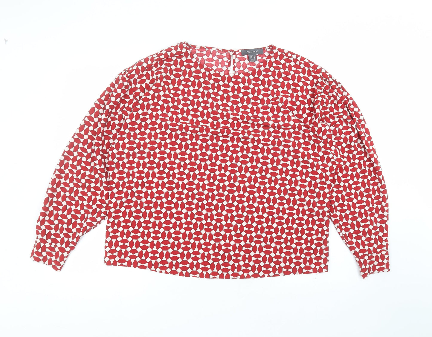 Primark Womens Red  Polyester Basic Blouse Size 14 Round Neck