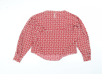 Primark Womens Red  Polyester Basic Blouse Size 14 Round Neck
