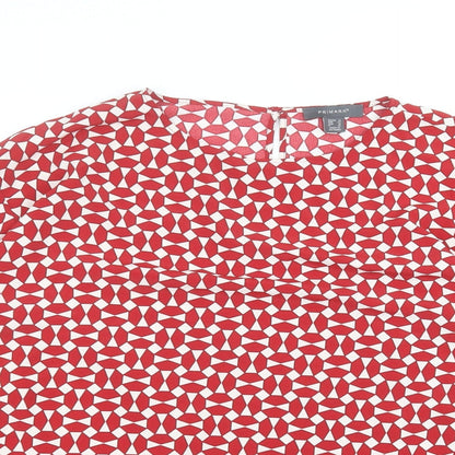 Primark Womens Red  Polyester Basic Blouse Size 14 Round Neck