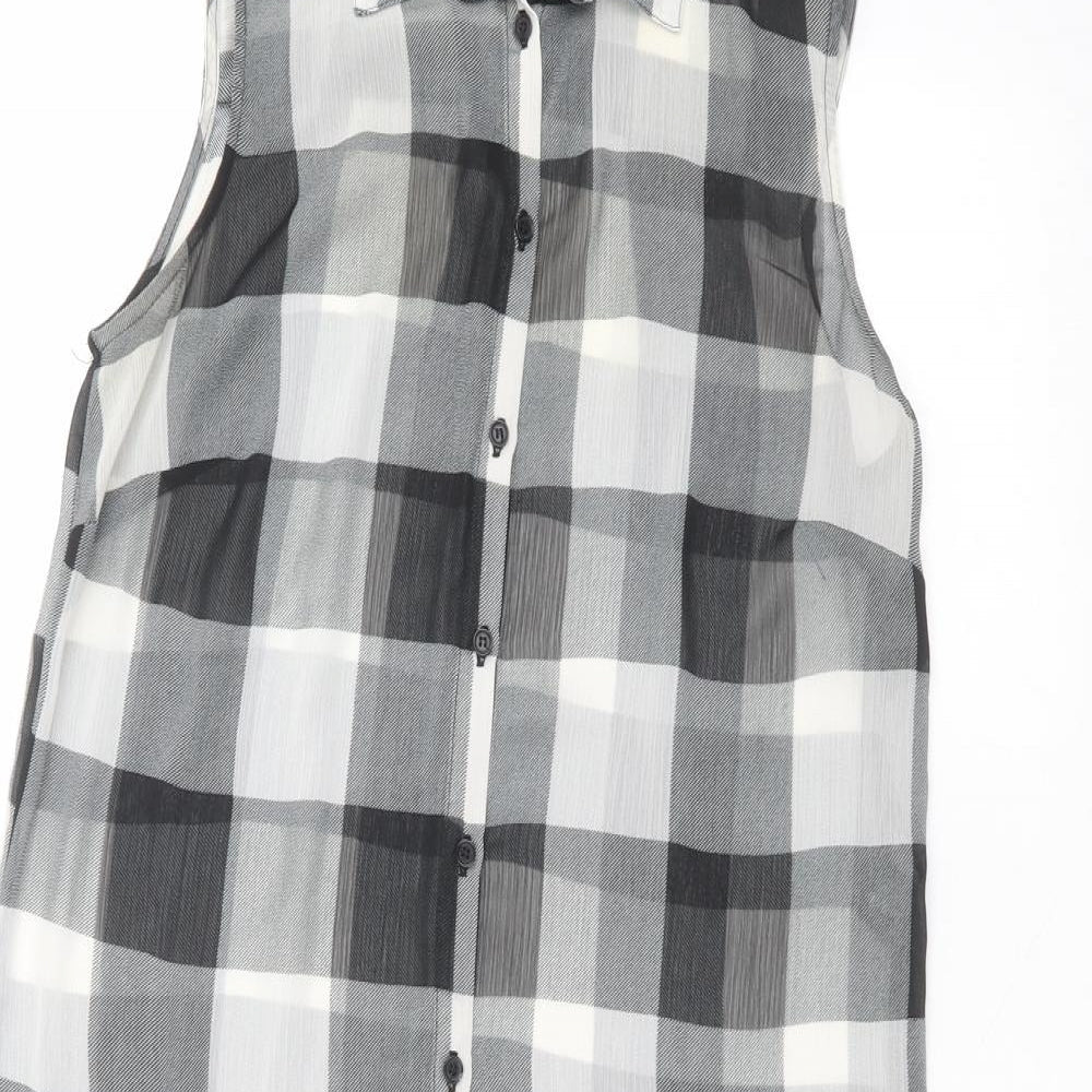 Matalan Womens Black  Polyester Basic Button-Up Size 10 Collared