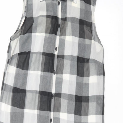 Matalan Womens Black  Polyester Basic Button-Up Size 10 Collared