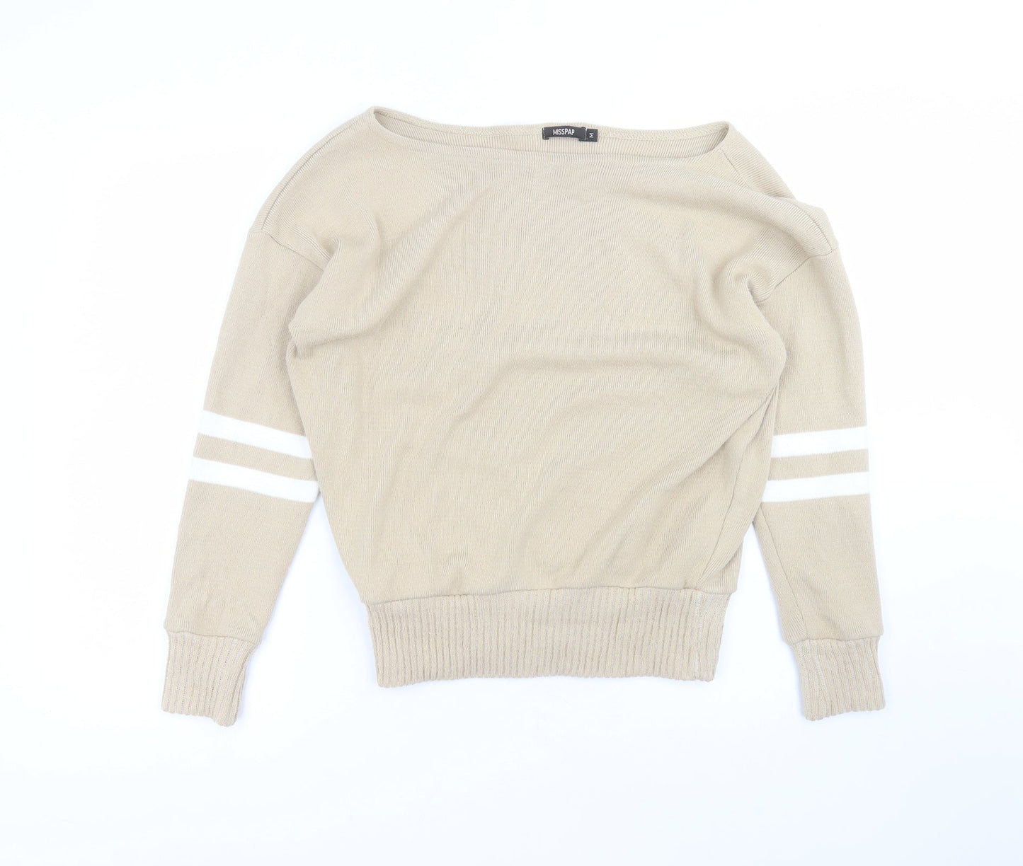 MISSAP Womens Beige Roll Neck  Acrylic Pullover Jumper Size M