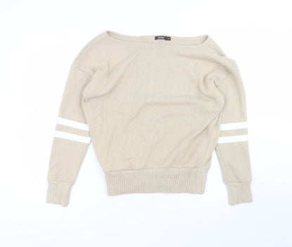 MISSAP Womens Beige Roll Neck  Acrylic Pullover Jumper Size M