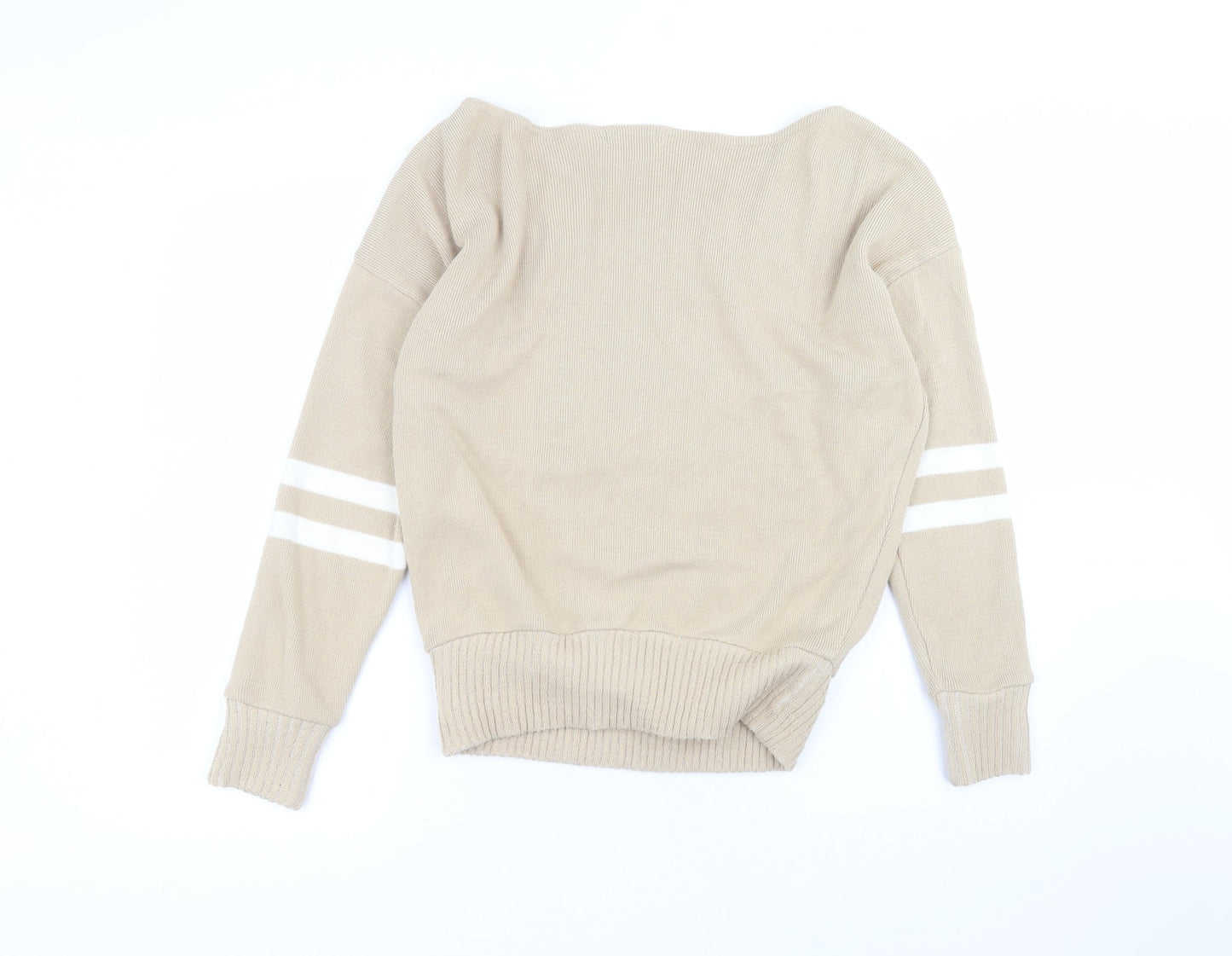 MISSAP Womens Beige Roll Neck  Acrylic Pullover Jumper Size M