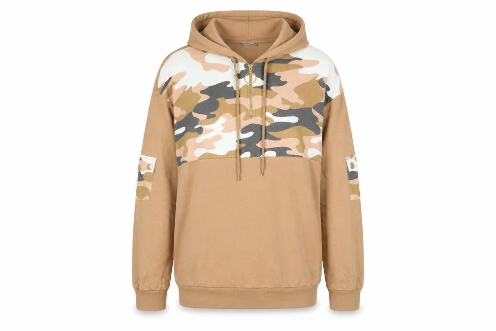 Front view of Select women’s brown cotton pullover hoodie, size M