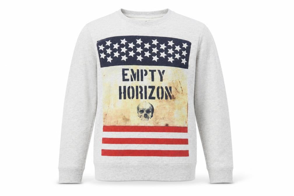 Front view of Irreverence men’s grey round neck cotton jumper, size S