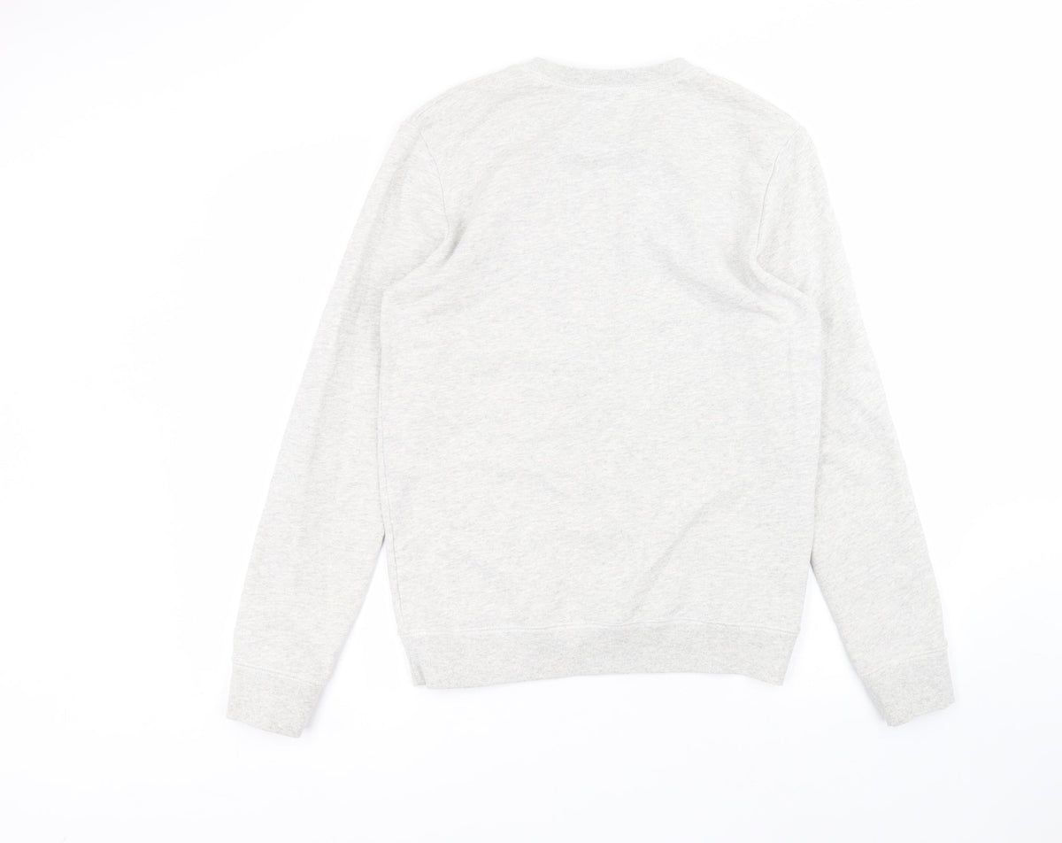 Back view of Irreverence men’s grey round neck cotton jumper, size S