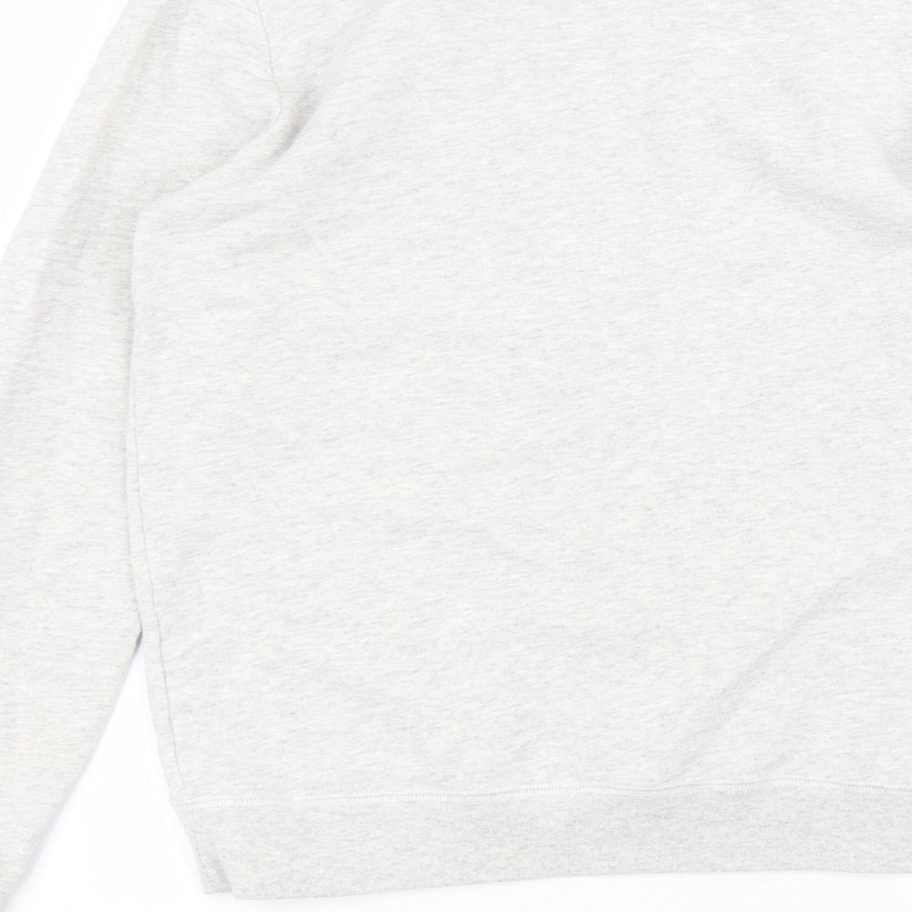 Brand and care label for Irreverence men’s grey round neck cotton jumper, size S
