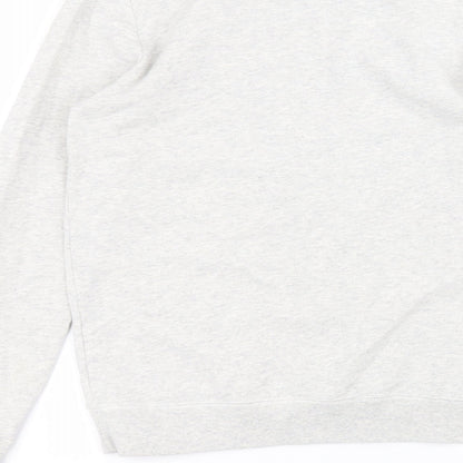 Brand and care label for Irreverence men’s grey round neck cotton jumper, size S