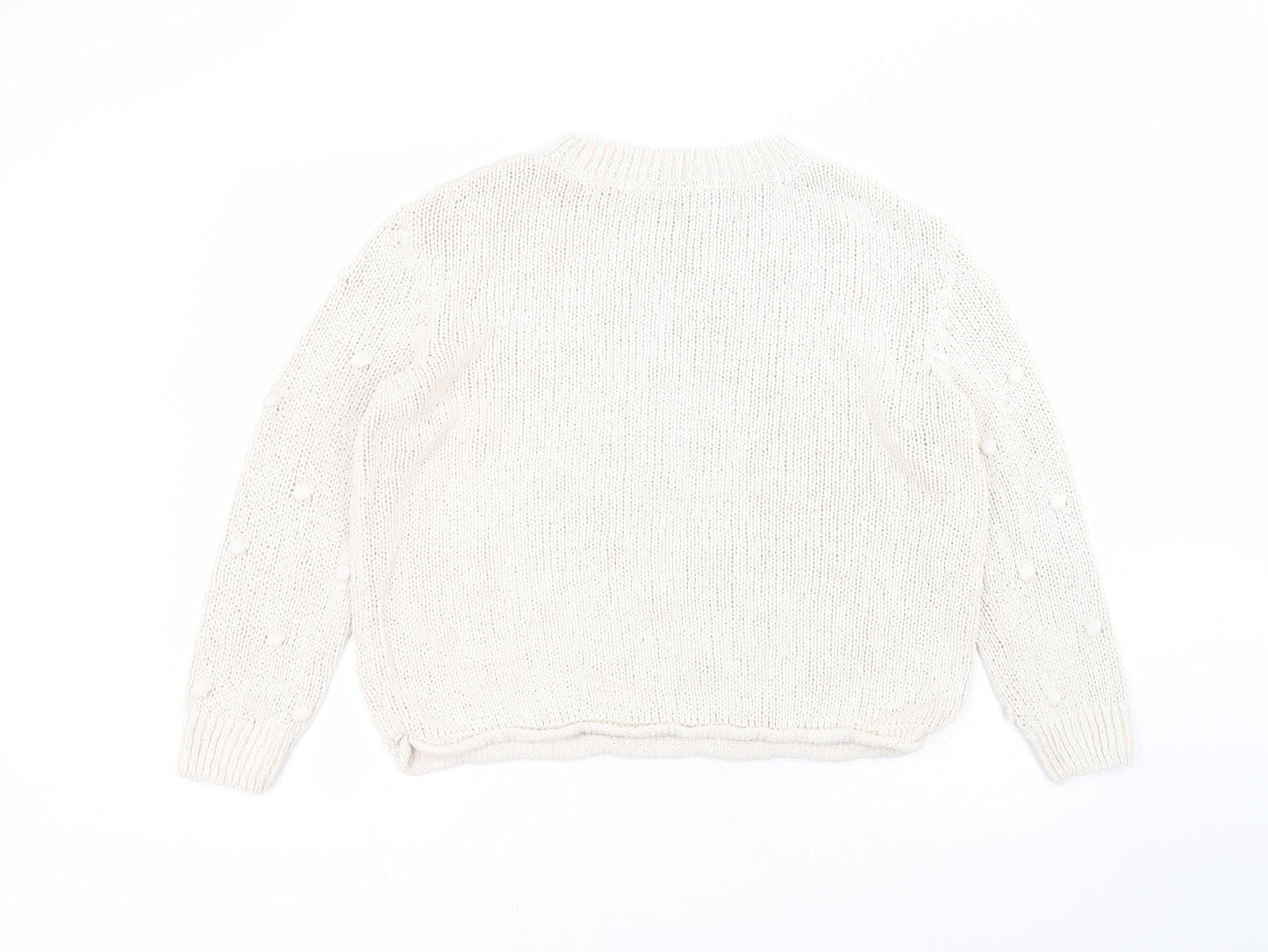 TU Womens White Round Neck  Cotton Pullover Jumper Size 16