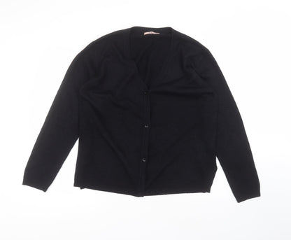 E&D Womens Black V-Neck  Acrylic Cardigan Jumper Size M