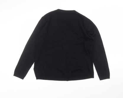 E&D Womens Black V-Neck  Acrylic Cardigan Jumper Size M
