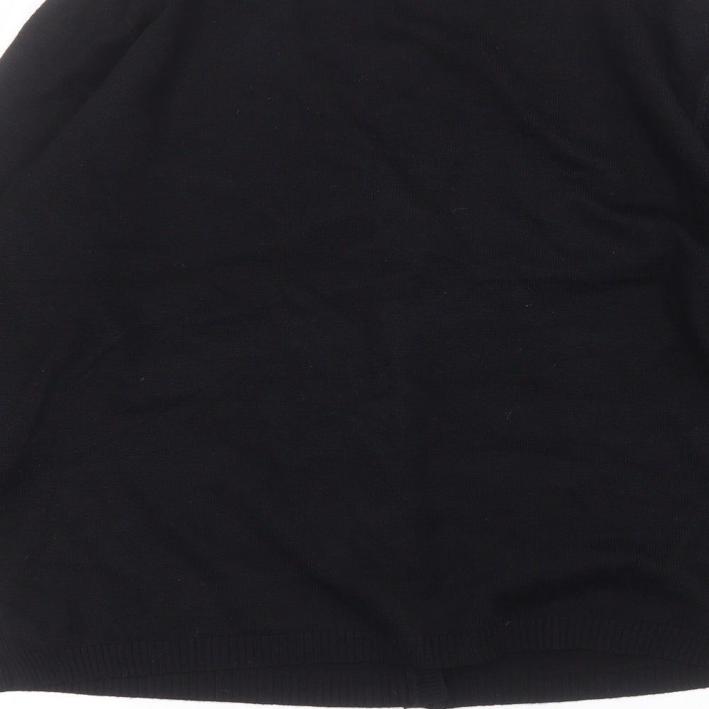 E&D Womens Black V-Neck  Acrylic Cardigan Jumper Size M