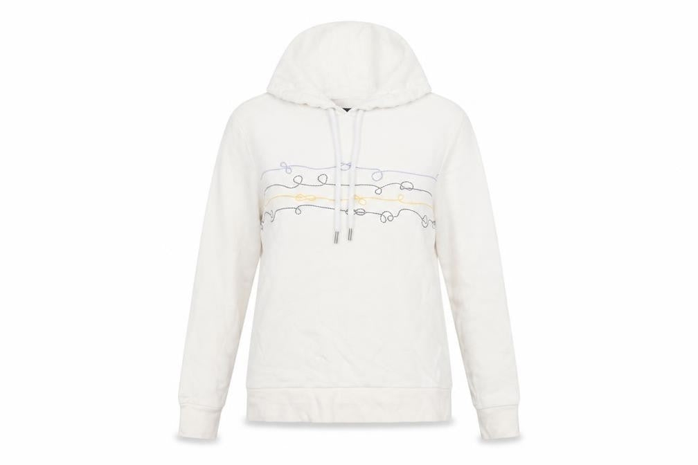Front view of ESMARA women’s white polyester pullover hoodie, size S