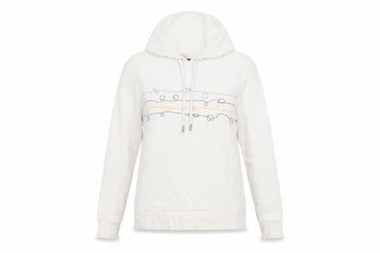 Front view of ESMARA women’s white polyester pullover hoodie, size S