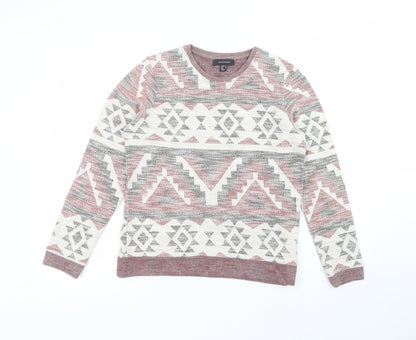 Atmosphere Womens White Round Neck  Cotton Pullover Jumper Size 10