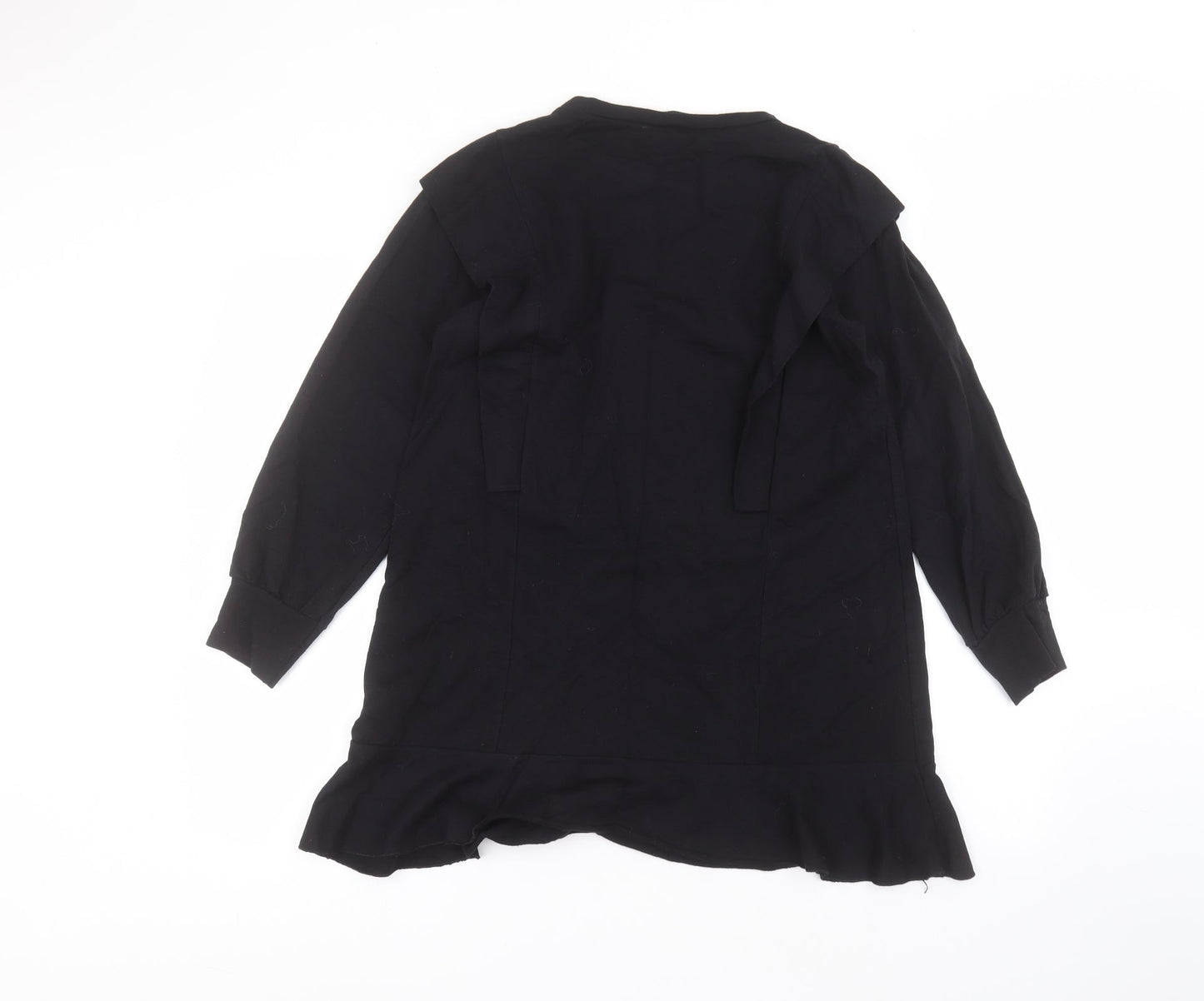 Boohoo Womens Black  Cotton Basic Blouse Size 10 Round Neck