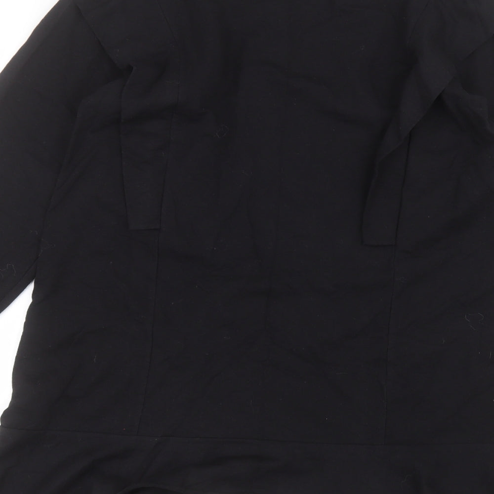 Boohoo Womens Black  Cotton Basic Blouse Size 10 Round Neck