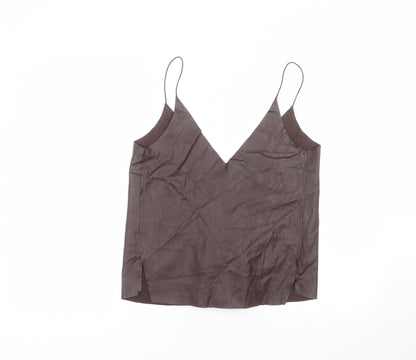 Womens UK Size S Zara Brown Basic Blouse
