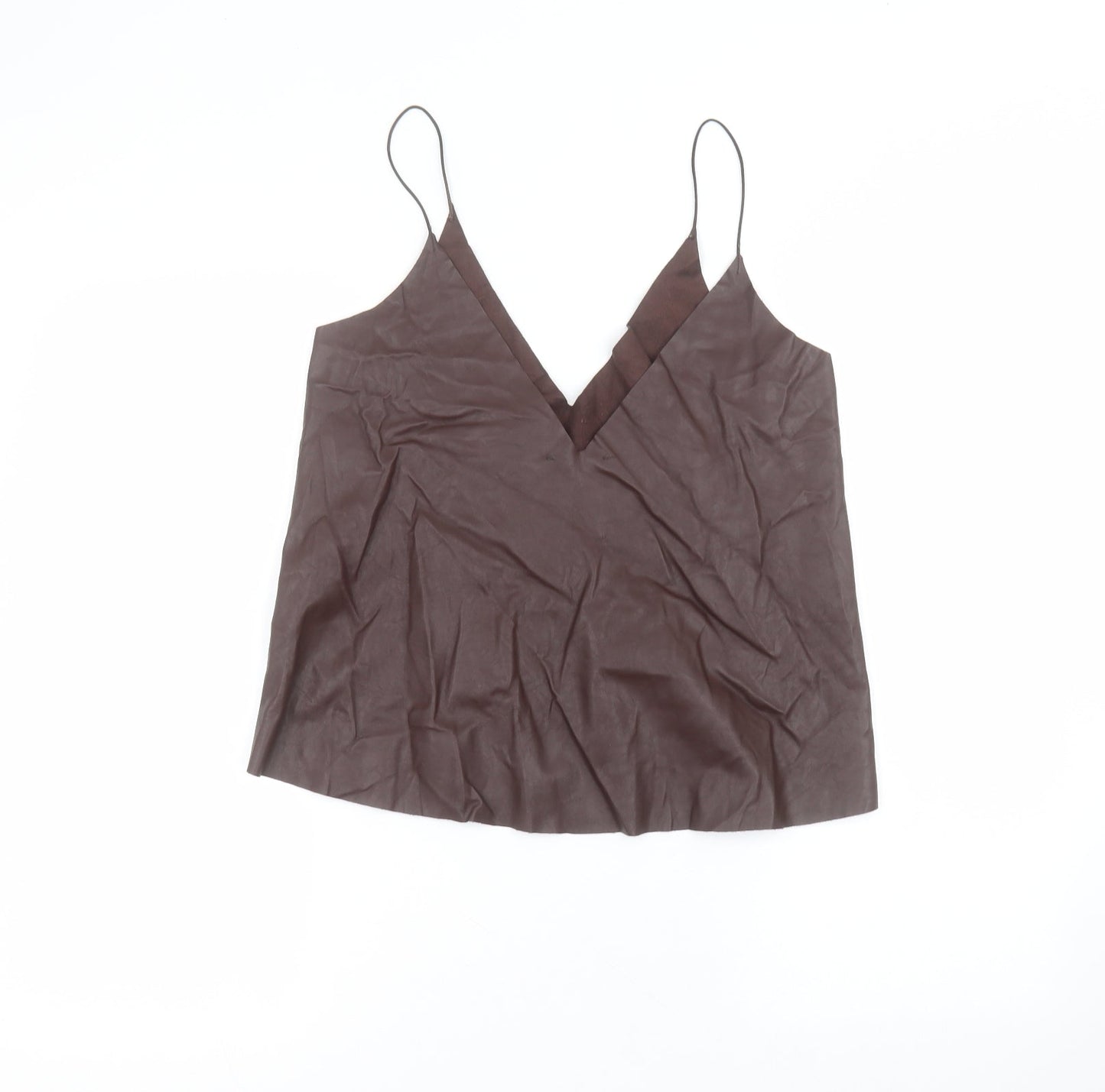 Womens UK Size S Zara Brown Basic Blouse