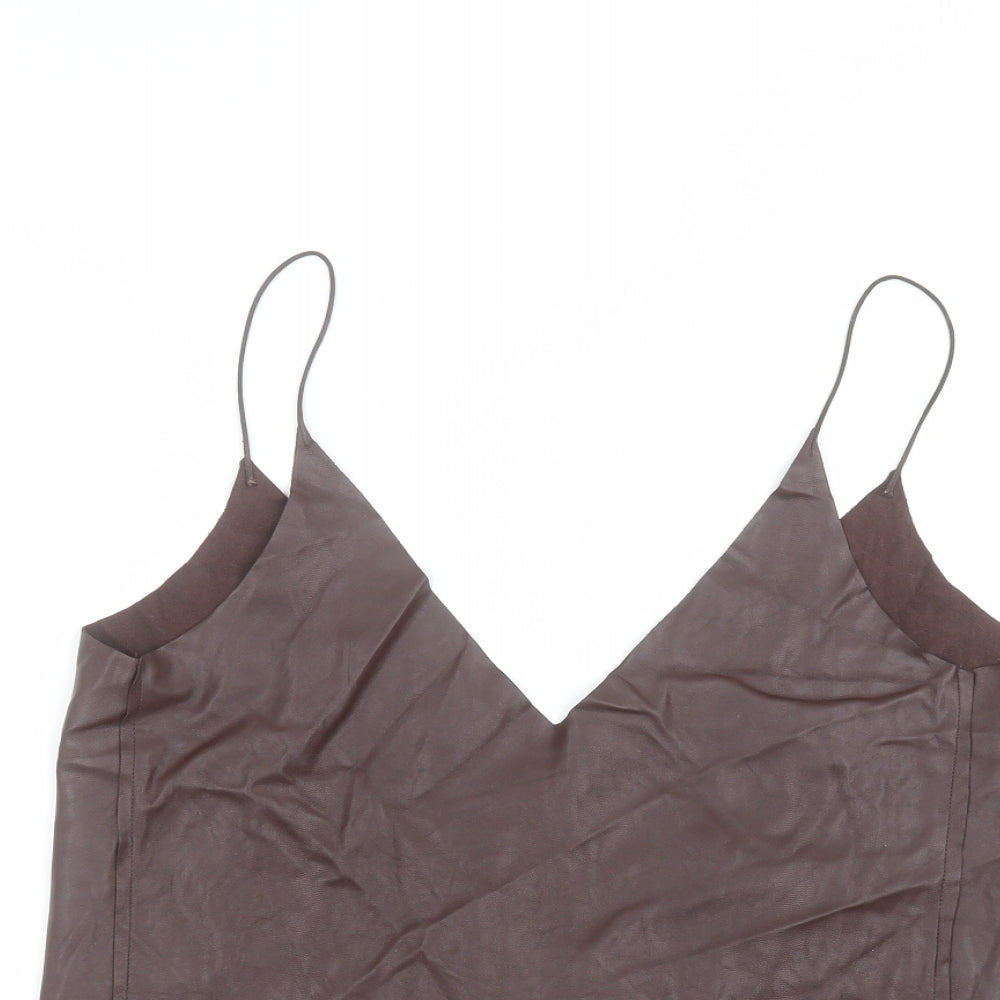 Womens UK Size S Zara Brown Basic Blouse
