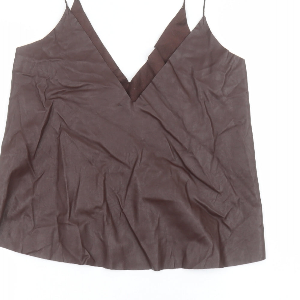 Womens UK Size S Zara Brown Basic Blouse