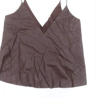 Womens UK Size S Zara Brown Basic Blouse