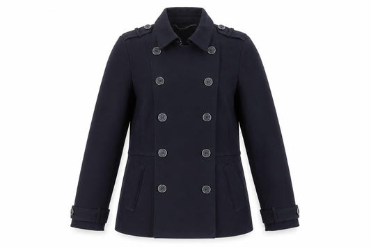 Front view of Debenhams women’s blue jacket, size UK 12