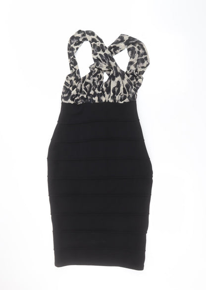 River Island Womens Black  Polyester Pencil Dress  Size 10  Round Neck