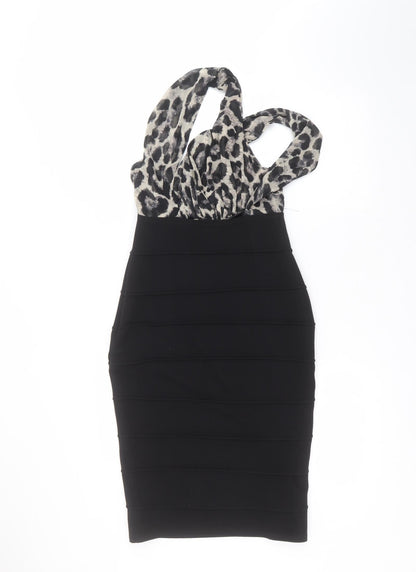 River Island Womens Black  Polyester Pencil Dress  Size 10  Round Neck
