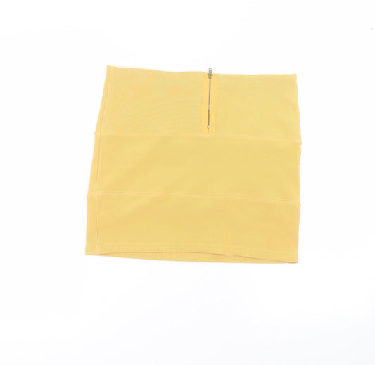 Papaya Womens Yellow  Polyester Mini Skirt Size 12
