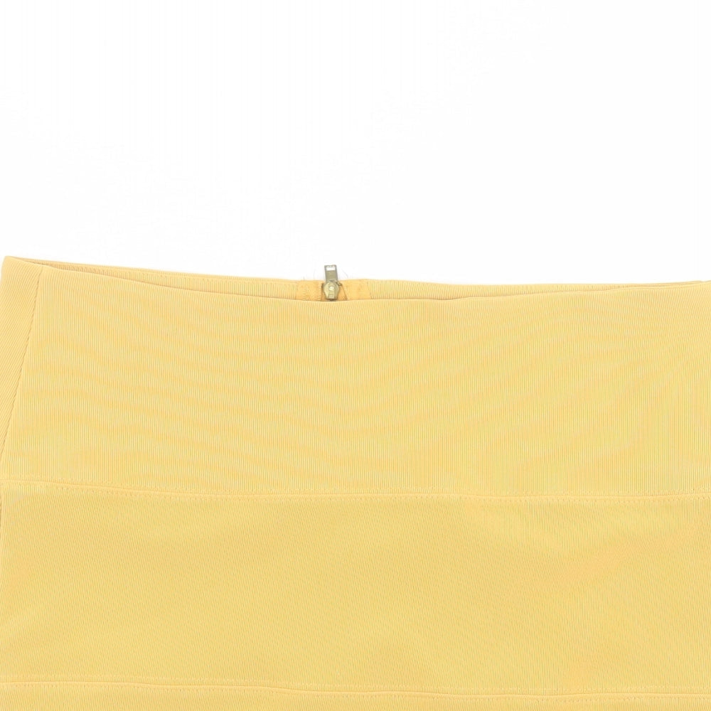 Papaya Womens Yellow  Polyester Mini Skirt Size 12