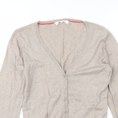 Clockhouse Womens Beige V-Neck  Cotton Cardigan Jumper Size L