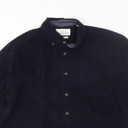 Taylor & Hunt Mens Blue  Cotton  Button-Up Size M Collared
