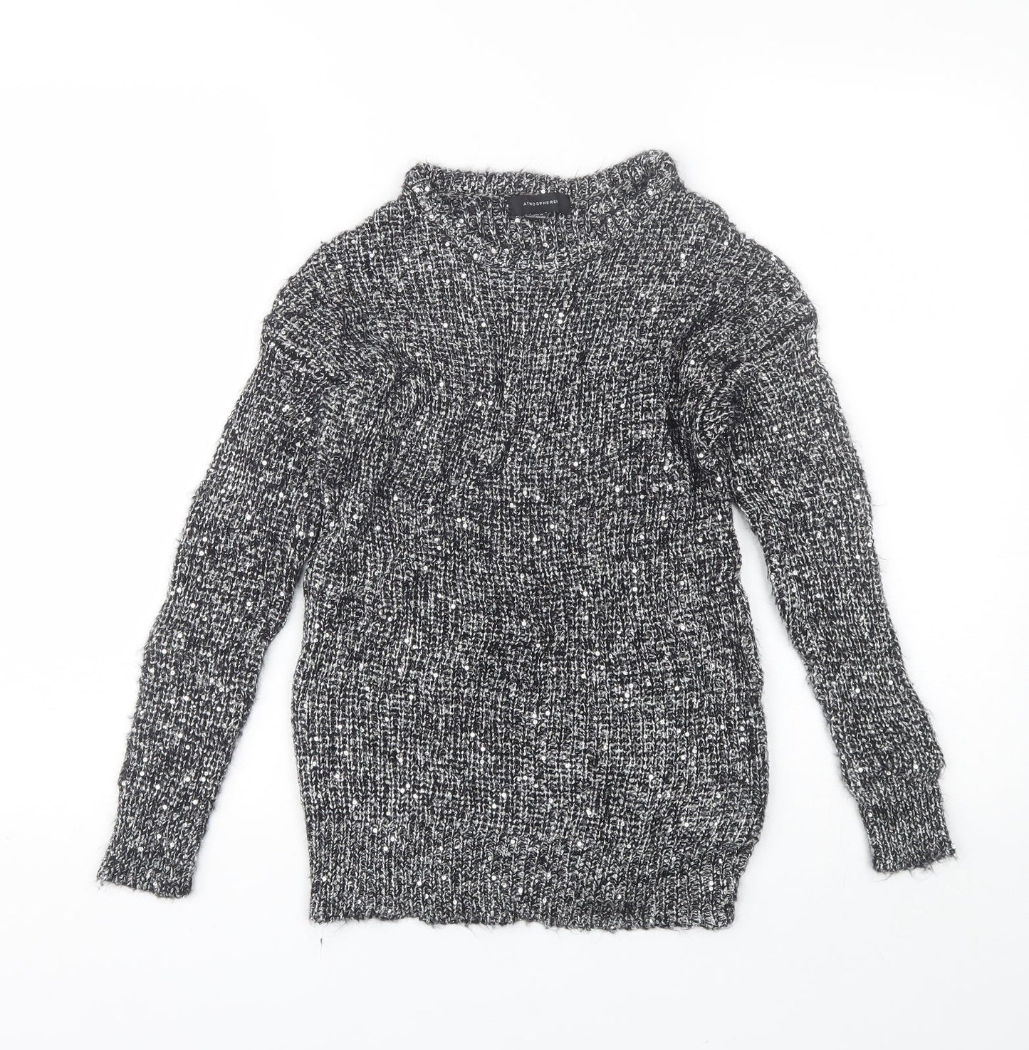 Atmosphere Womens Black Round Neck  Polyester Pullover Jumper Size 8