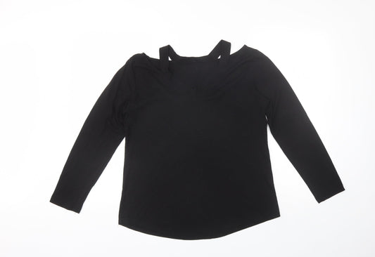Womens UK Size XL Preworn Black Basic Blouse
