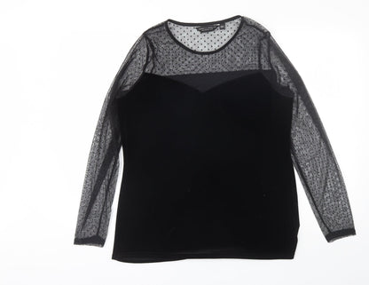 Dorothy Perkins Womens Black  Polyester Basic Blouse Size 12 Round Neck