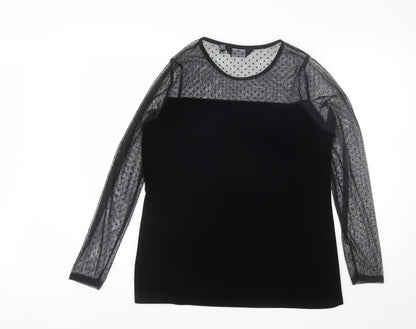 Dorothy Perkins Womens Black  Polyester Basic Blouse Size 12 Round Neck