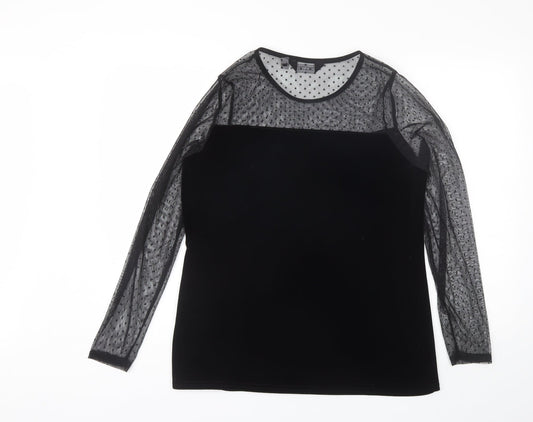 Dorothy Perkins Womens Black  Polyester Basic Blouse Size 12 Round Neck