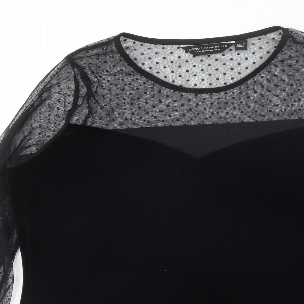 Dorothy Perkins Womens Black  Polyester Basic Blouse Size 12 Round Neck