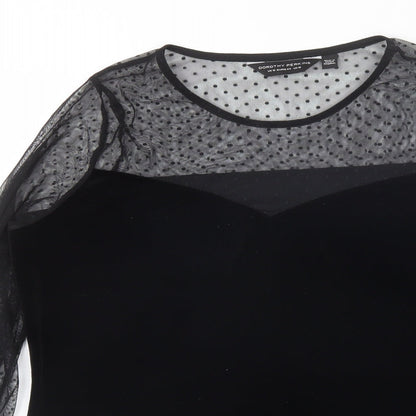 Dorothy Perkins Womens Black  Polyester Basic Blouse Size 12 Round Neck