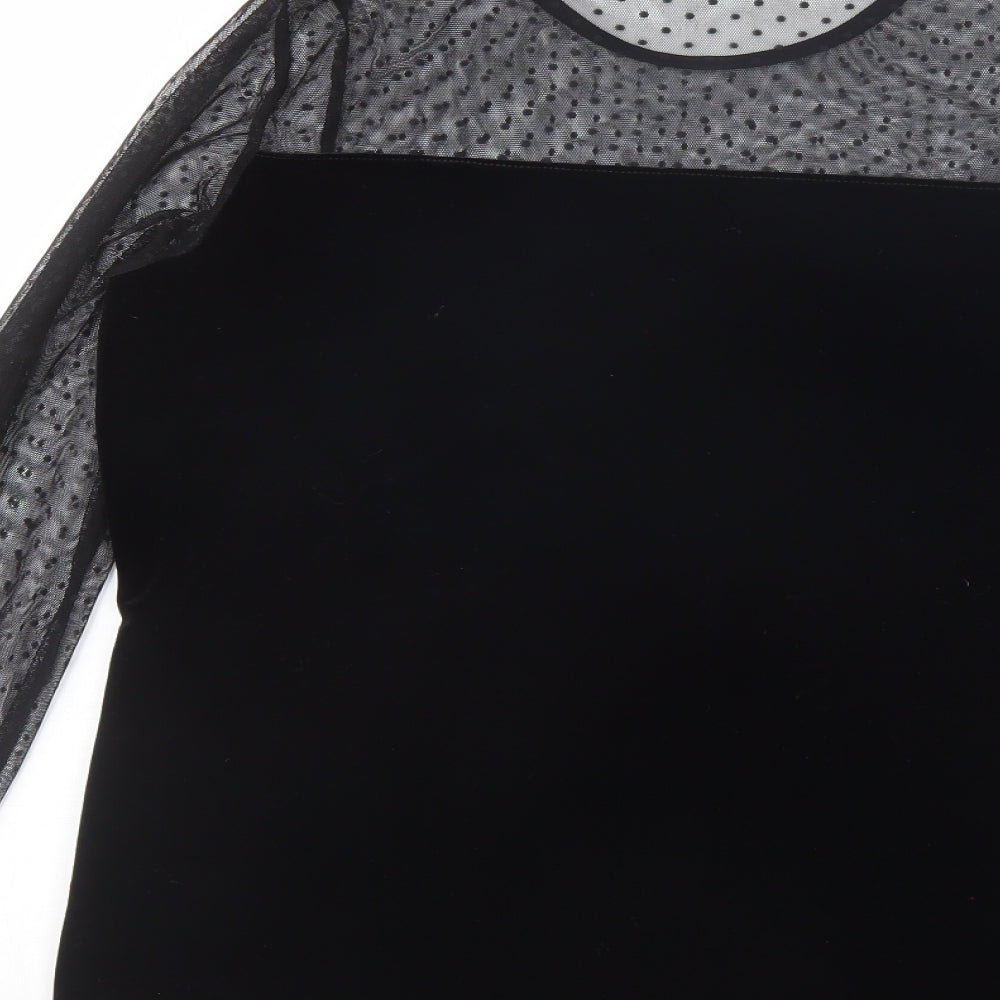 Dorothy Perkins Womens Black  Polyester Basic Blouse Size 12 Round Neck
