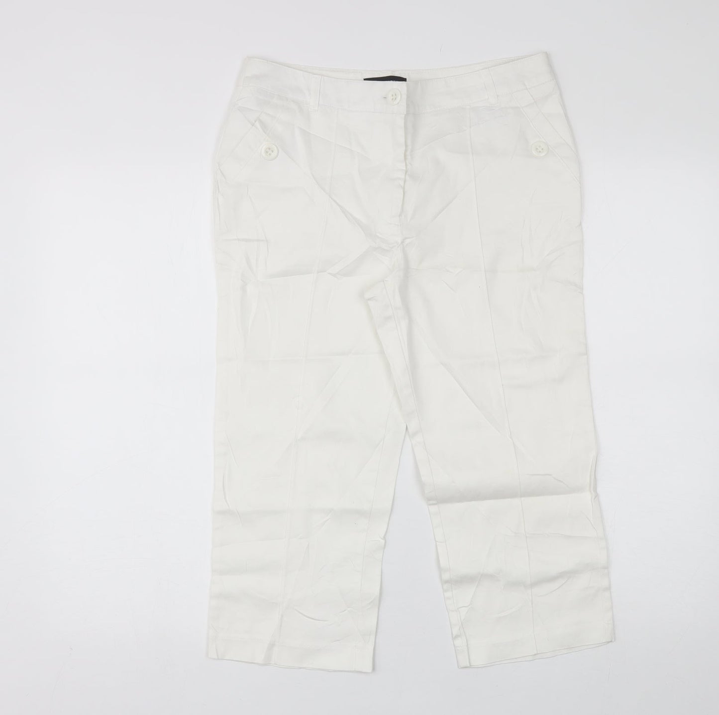 Womens UK Size 10 Papaya Regular Fit Chino White Trousers