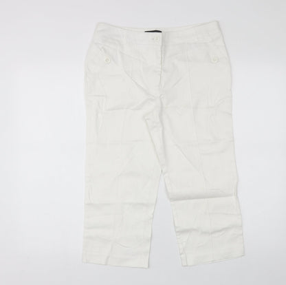Womens UK Size 10 Papaya Regular Fit Chino White Trousers