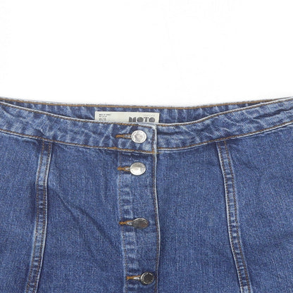 Topshop Womens Blue  Cotton Mini Skirt Size 28 in