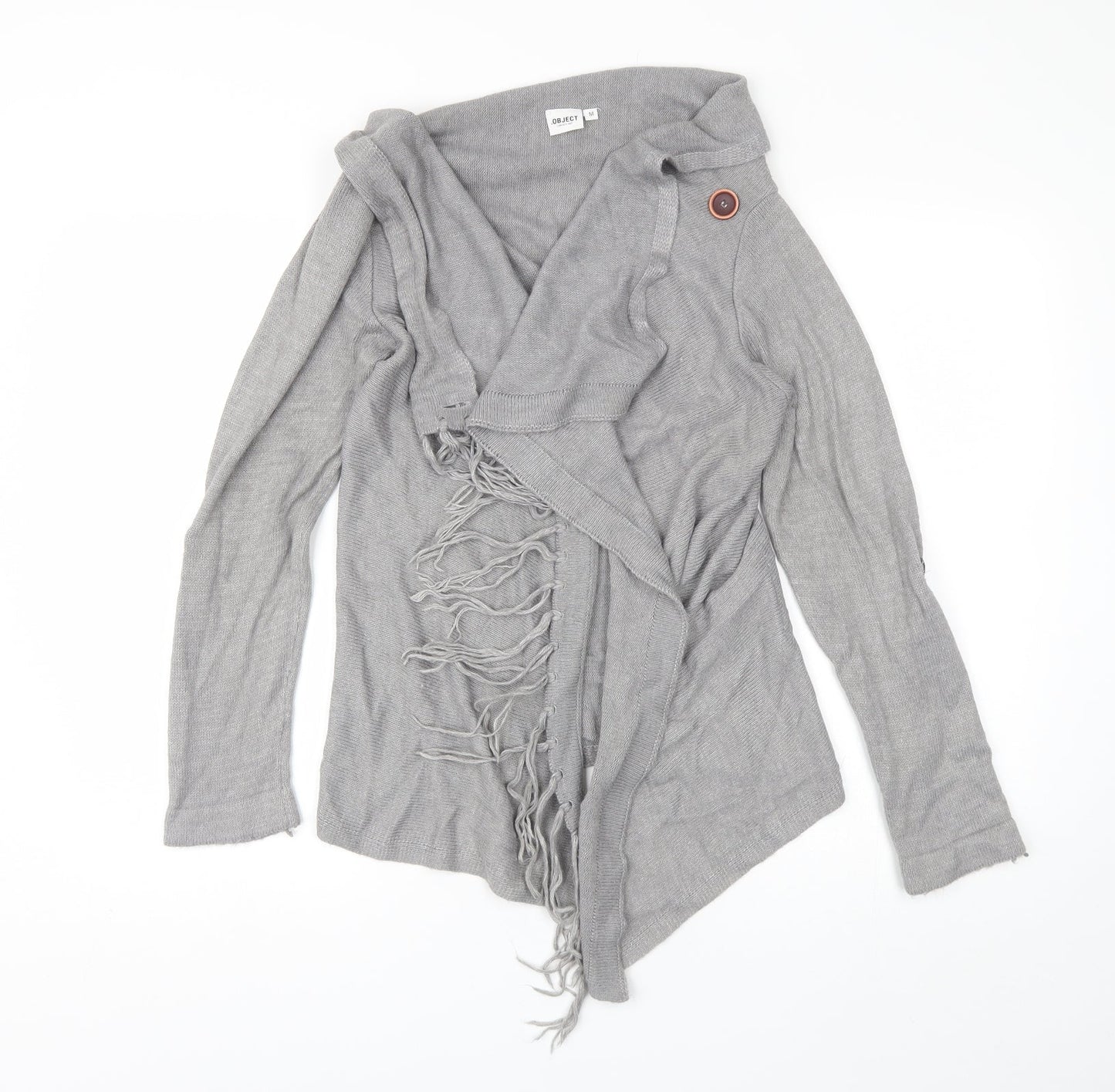Womens UK Size M Object Grey Cardigan Jumper